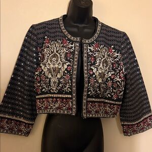 Soft Surroundings Black and Red Embroidered Blazer